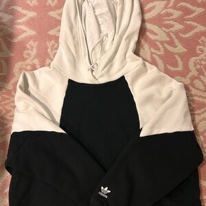 Adidas Cream Cropped Hoodie with Logo